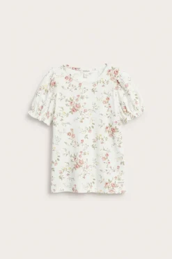 Baby & kids white floral puff‑sleeve top