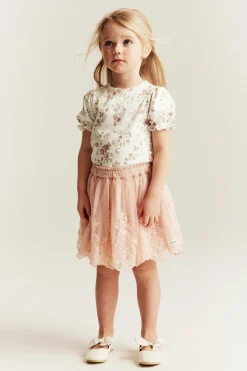 Baby & kids white floral puff‑sleeve top