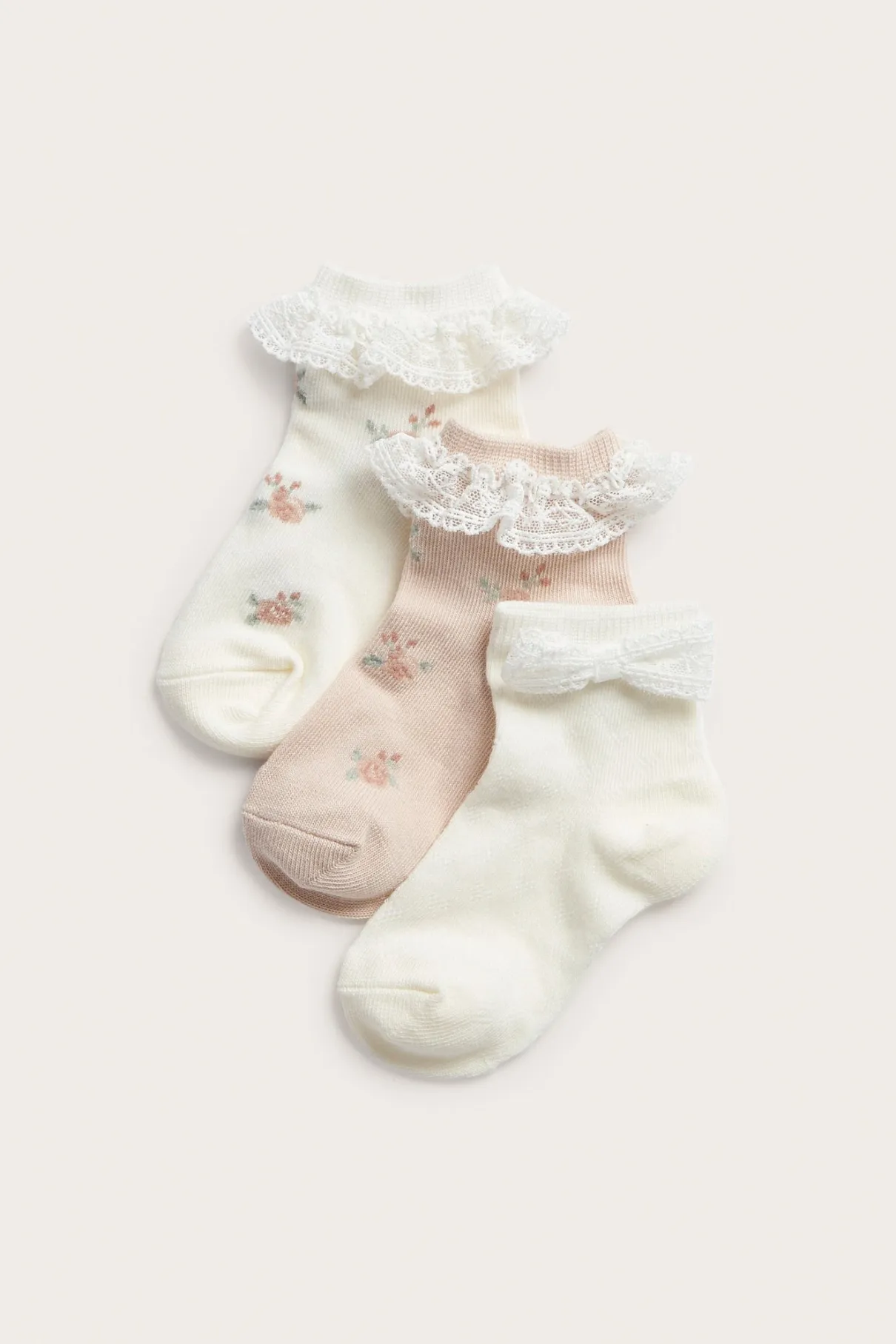 Baby & kids white floral socks with lace