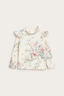 Baby & kids' white floral UV top with frills