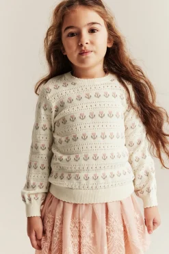 Baby & kids white jacquard-knitted floral jumper