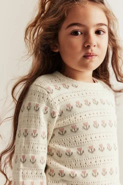 Baby & kids white jacquard-knitted floral jumper