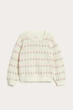 Baby & kids white jacquard-knitted floral jumper