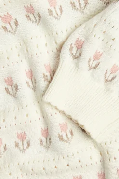 Baby & kids white jacquard-knitted floral jumper