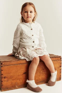 Baby & kids white pattern‑knitted cardigan