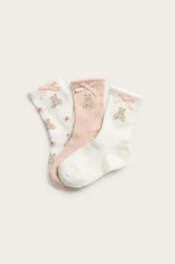 Baby & kids white teddy bear socks 3-pack