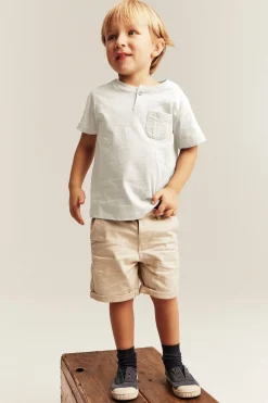 Baby & kids’ white T-shirt in slub jersey with pocket