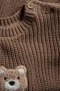 Baby knitted sweater with teddy bear