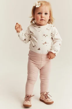Baby light pink leggings with ruffles