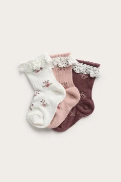 Baby 3-pack socks with flowers