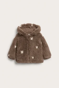 Baby pile jacket with rabbits