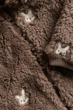 Baby pile jacket with rabbits