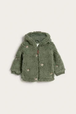 Baby pile jacket with teddy bears