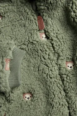 Baby pile jacket with teddy bears