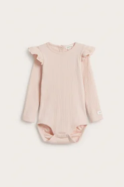 Baby pink bodysuit with ruffles