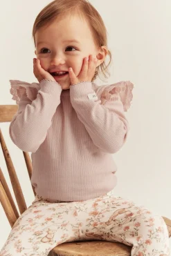 Baby pink bodysuit with ruffles