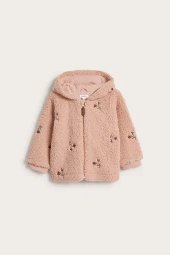 Baby pink floral pile jacket
