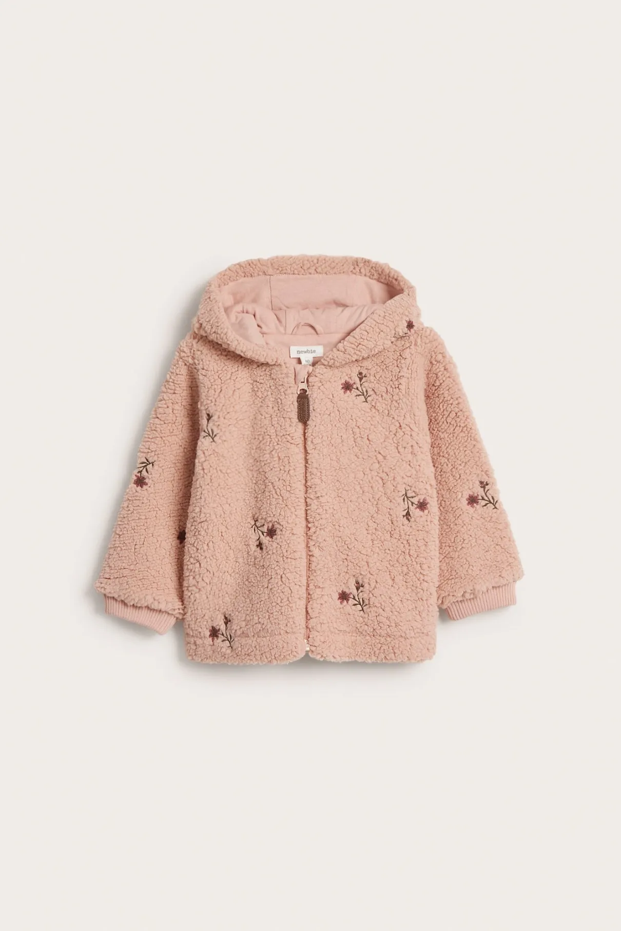 Baby pink floral pile jacket