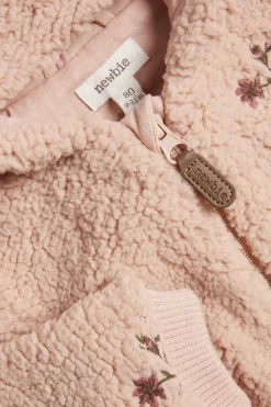 Baby pink floral pile jacket