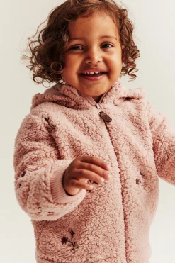 Baby pink floral pile jacket