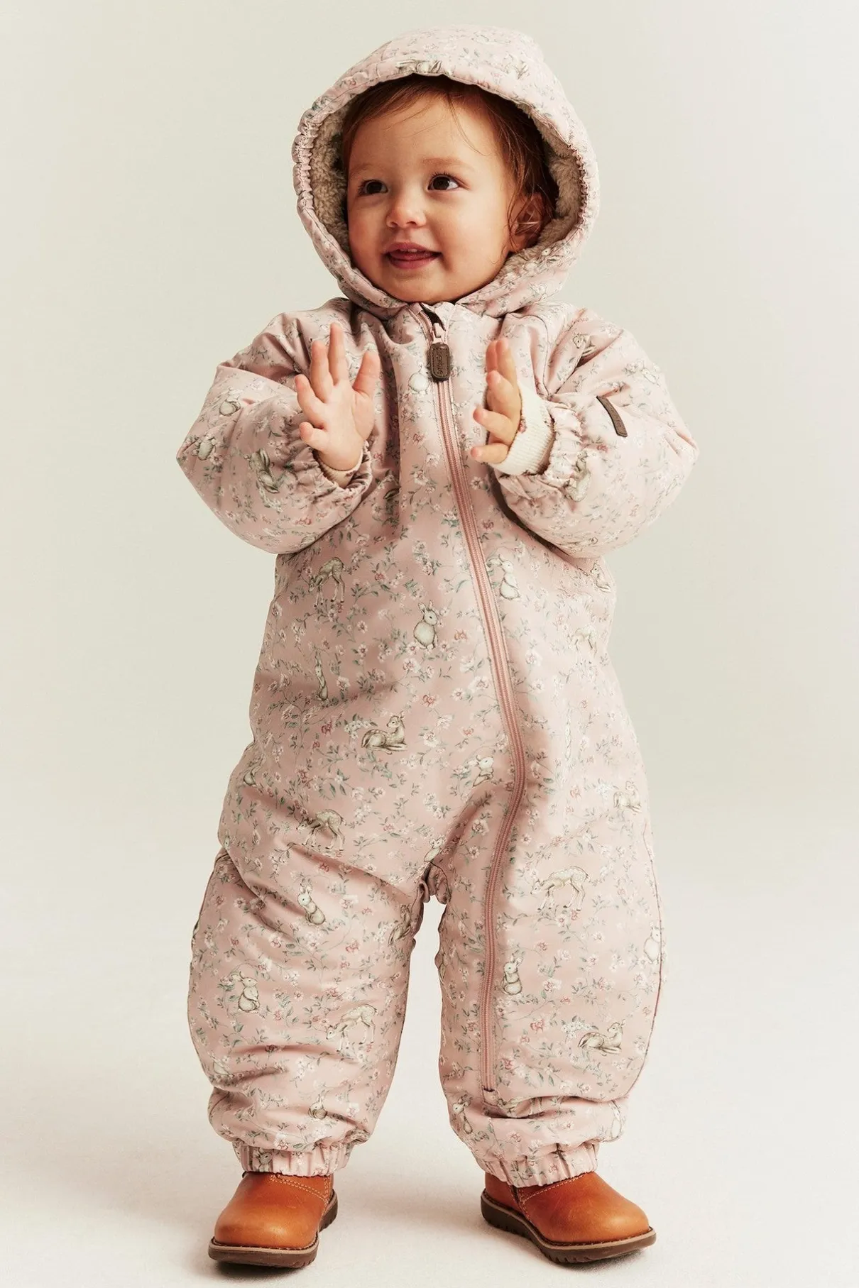 Baby pink floral print coverall