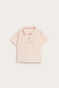 Baby pink floral short sleeve shirt