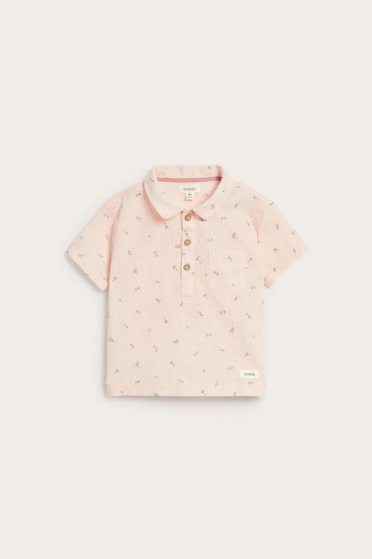 Baby pink floral short sleeve shirt