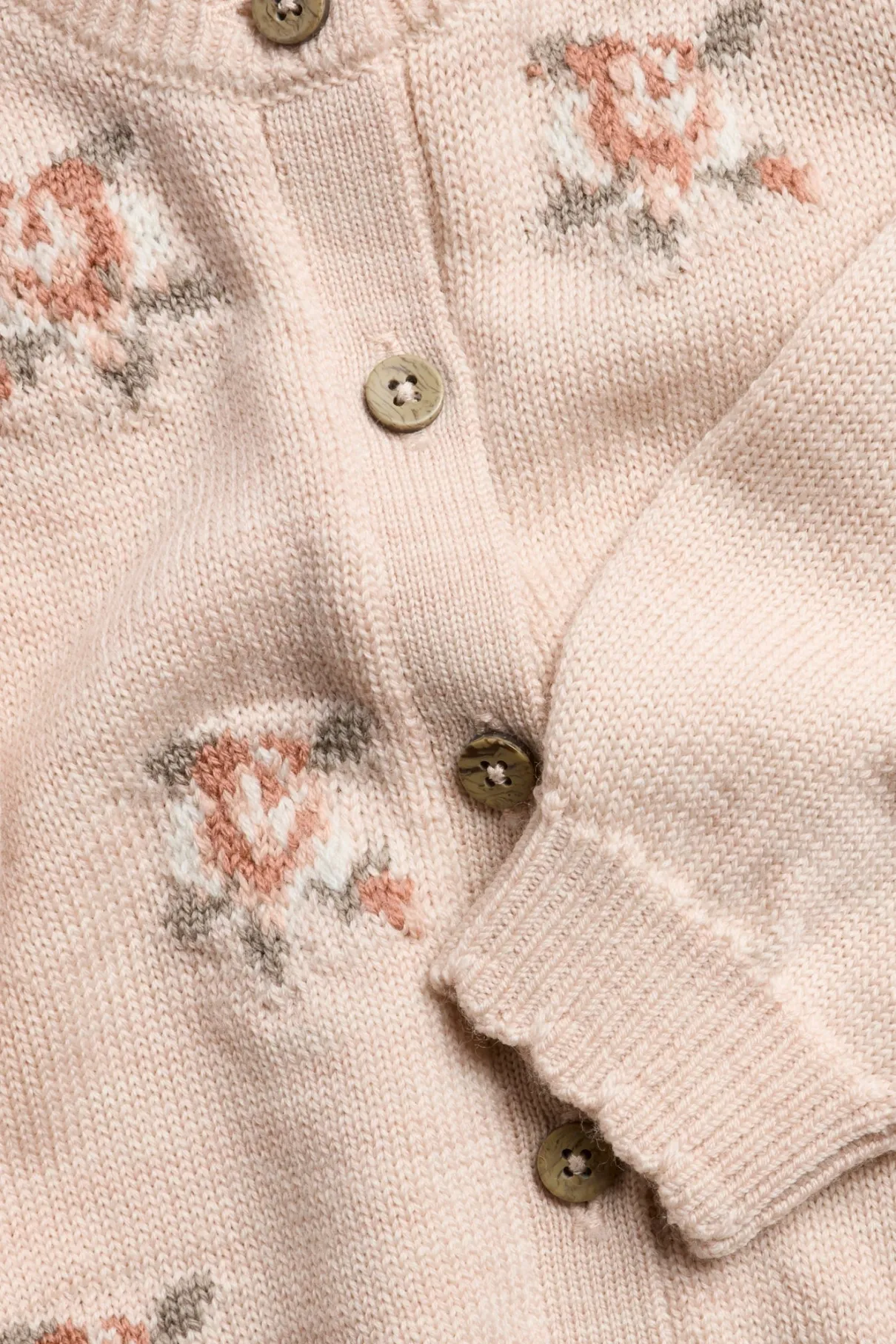 Baby pink floral wool cardigan