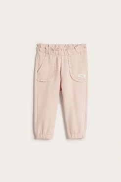 Baby pink joggers with lace details