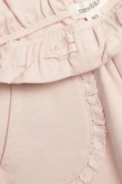 Baby pink joggers with lace details