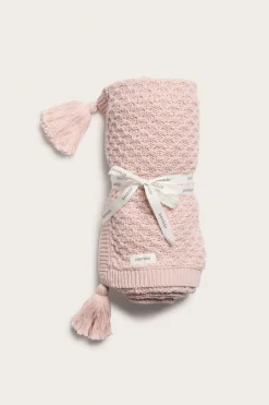 Baby pink knitted pattern blanket
