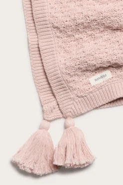Baby pink knitted pattern blanket