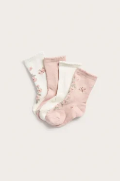 Baby pink patterned socks (4-pack)