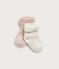 Baby pink/white socks 2pk