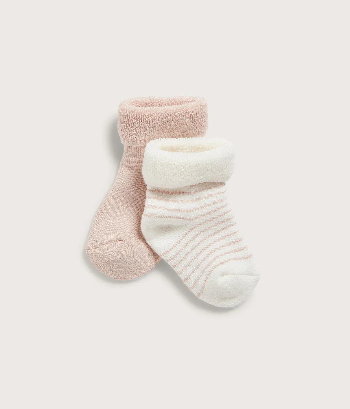 Baby pink/white socks 2pk
