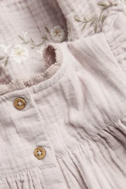 Baby purple floral woven frill dress