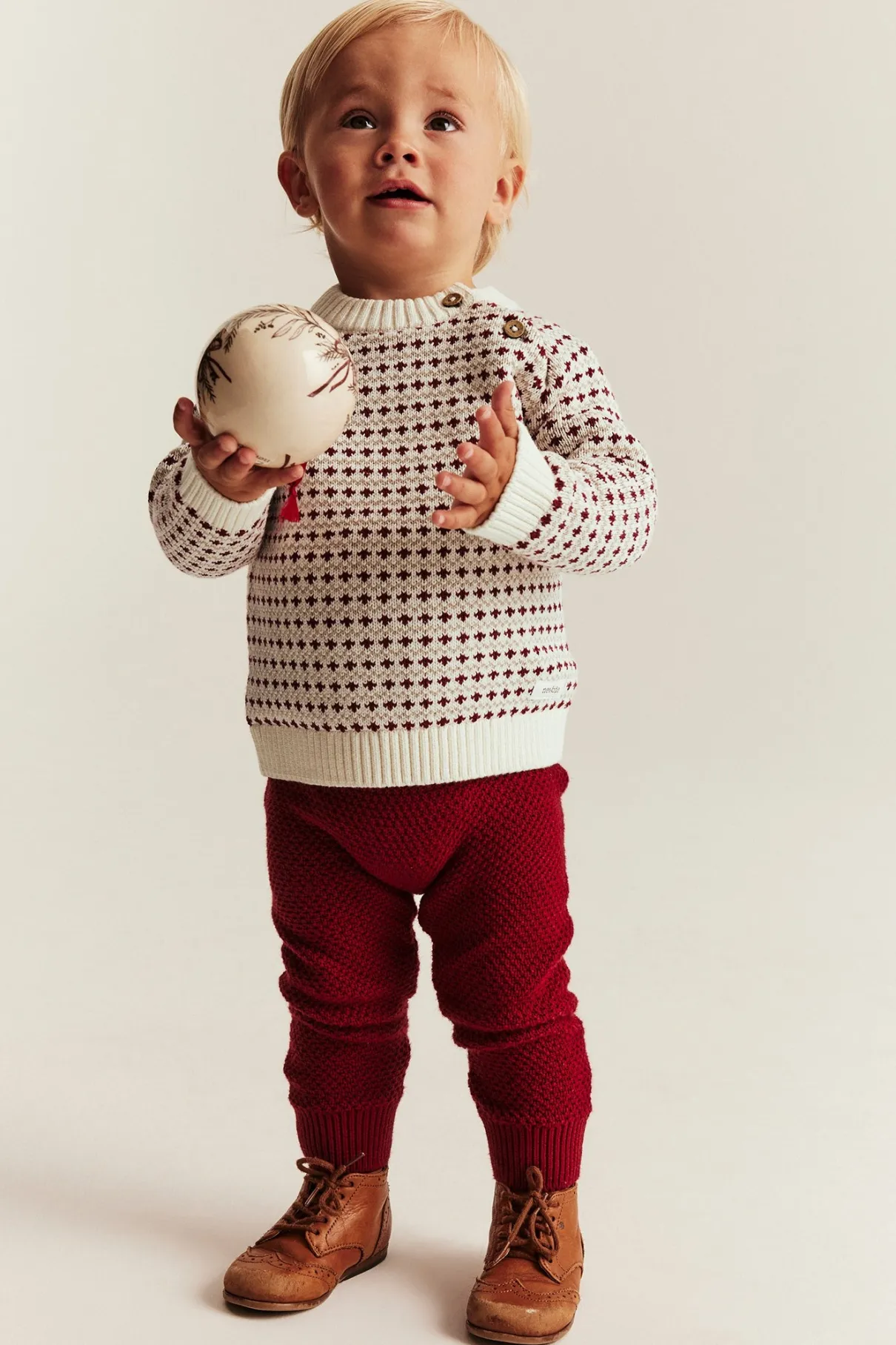 Baby red and white knitted jumper