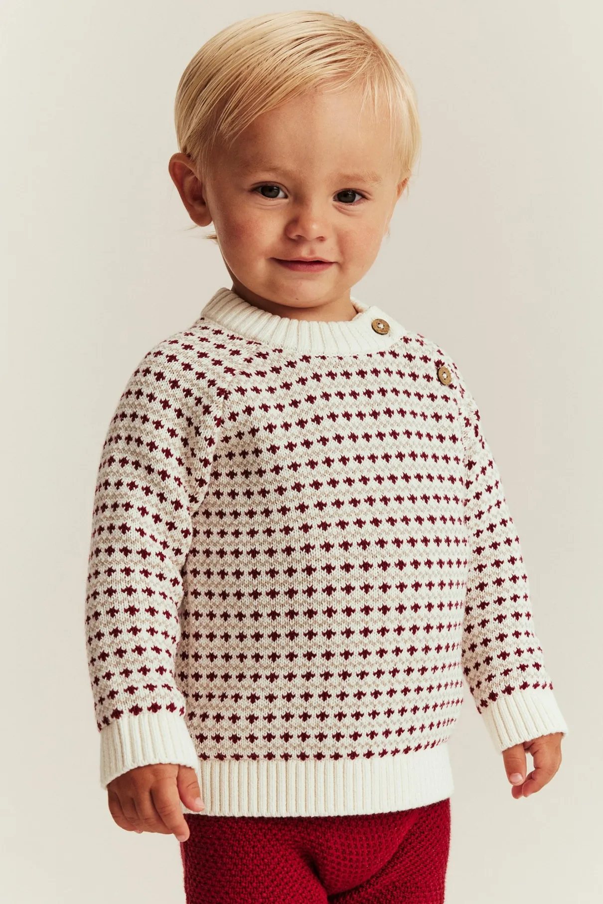 Baby red and white knitted jumper