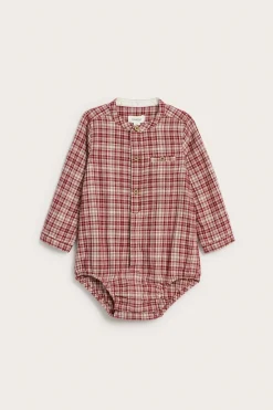 Baby red checked shirt bodysuit