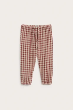 Baby red checked woven trousers