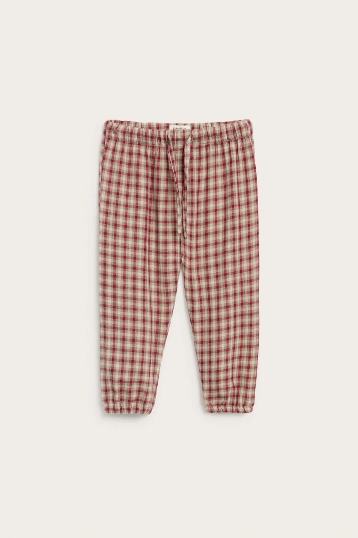 Baby red checked woven trousers