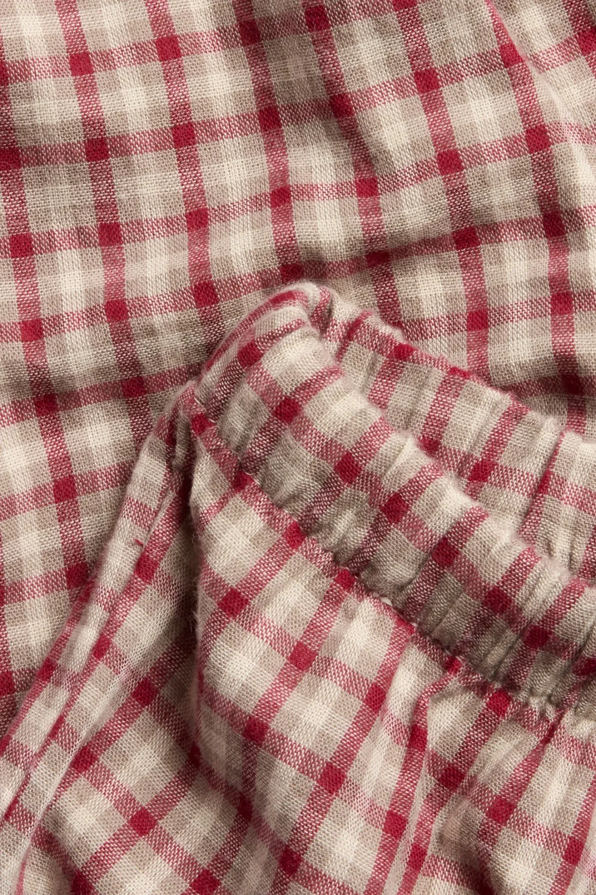 Baby red checked woven trousers