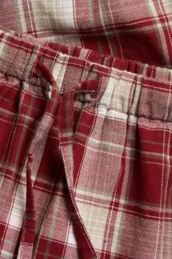 Baby red checked woven trousers