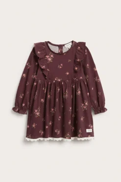 Baby red floral frilled dress