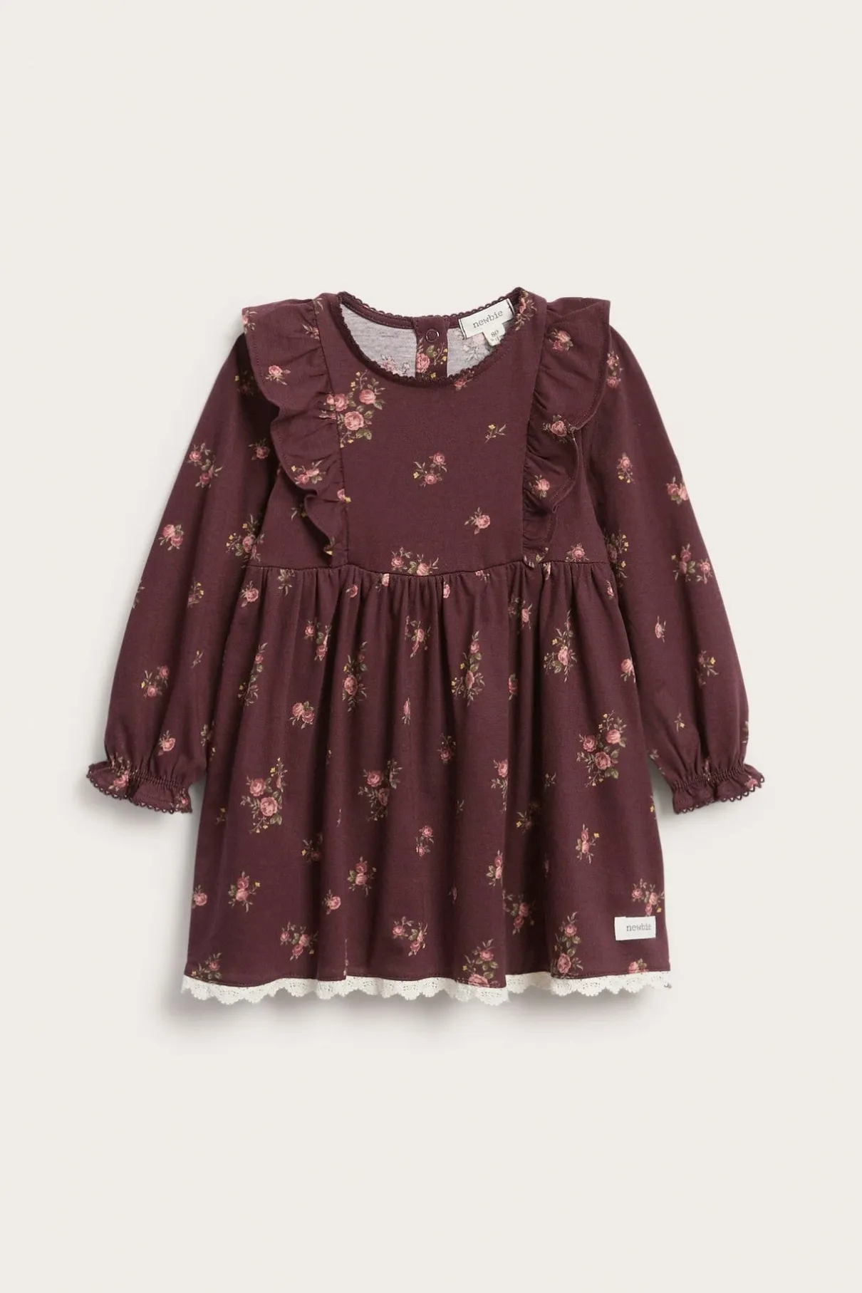 Baby red floral frilled dress
