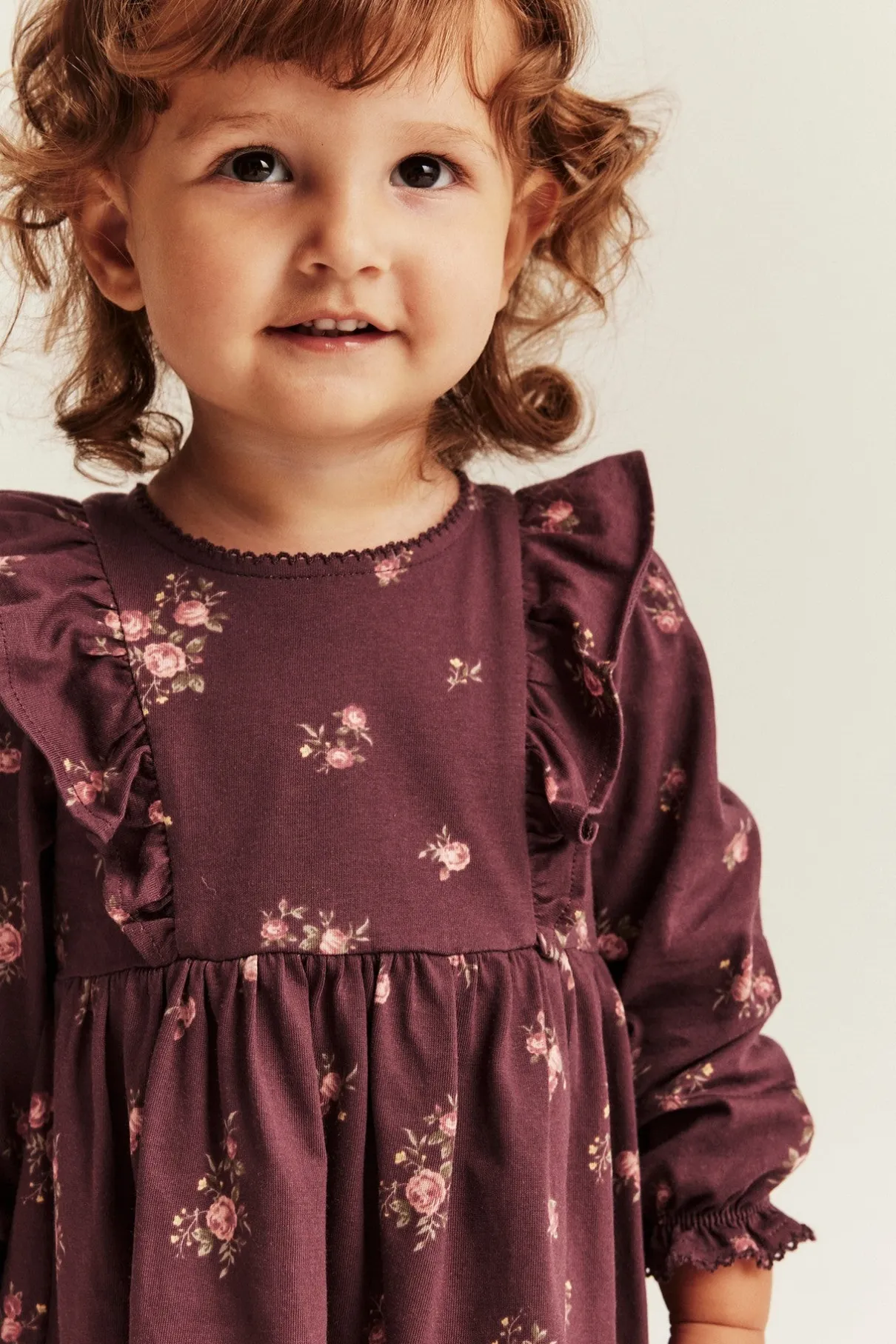 Baby red floral frilled dress