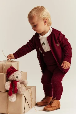 Baby red knitted Christmas cardigan