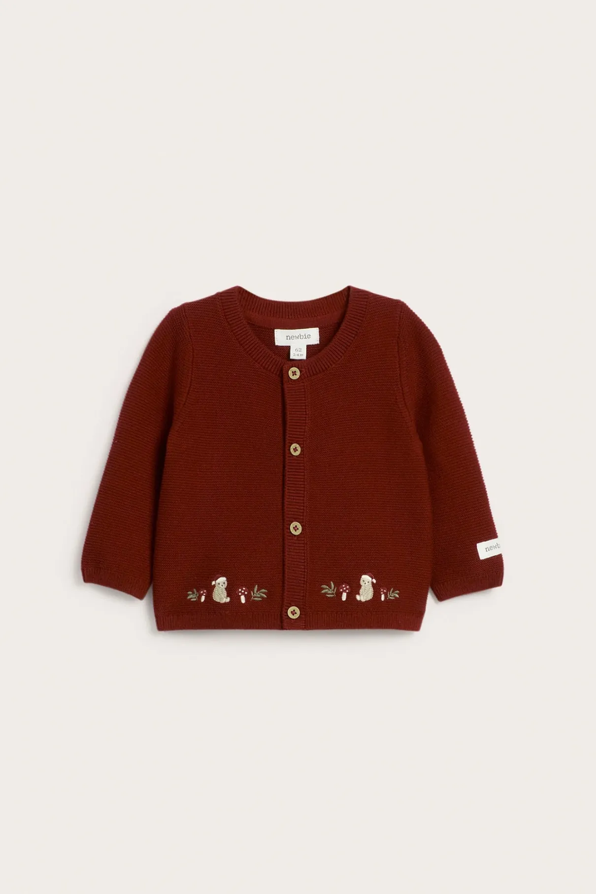 Baby red knitted christmas cardigan with bears