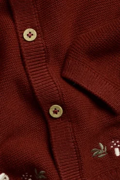 Baby red knitted christmas cardigan with bears