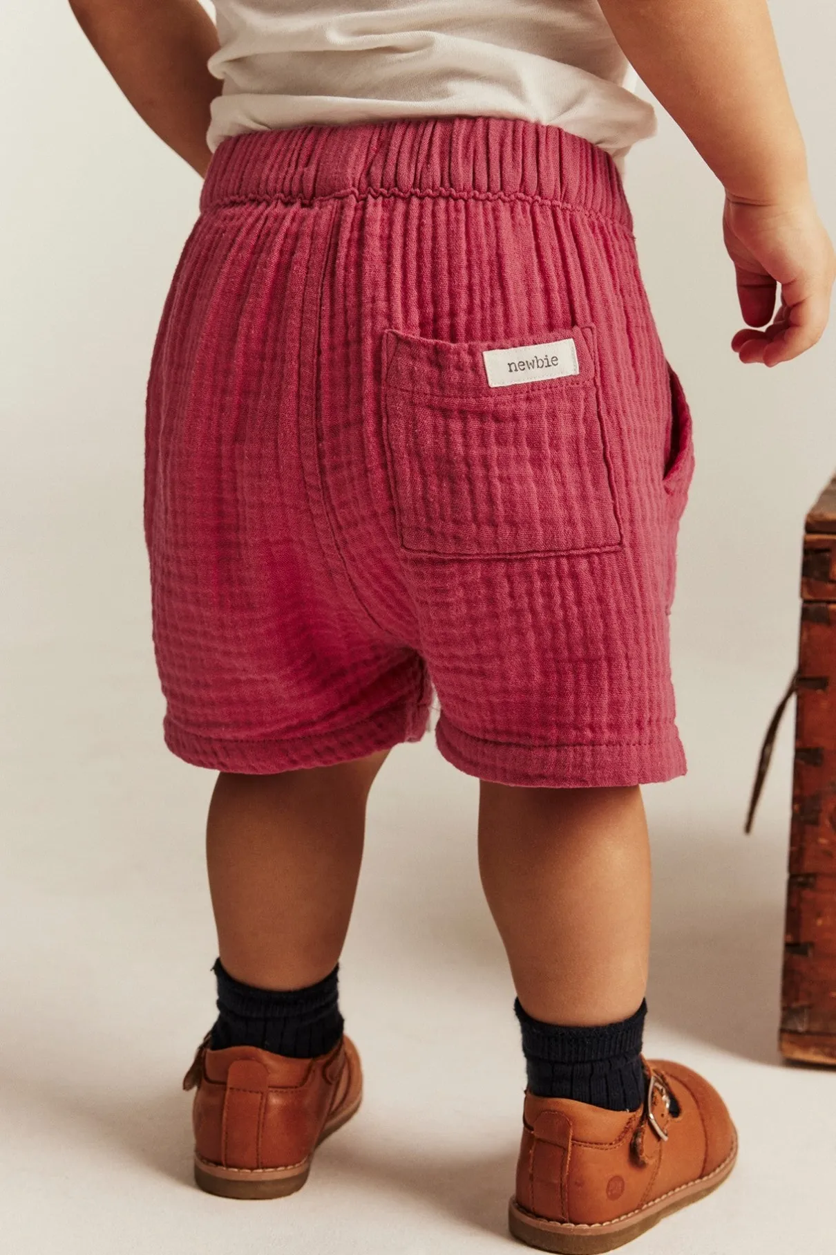 Baby red muslin shorts